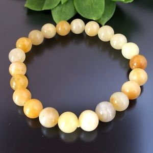 Yellow Jade 8mm Natural Stone Beads Stretchable Bracelet